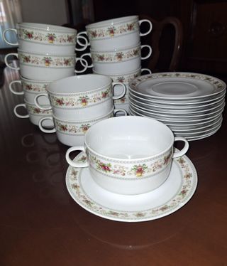 Juego de tazas y platos de porcelana