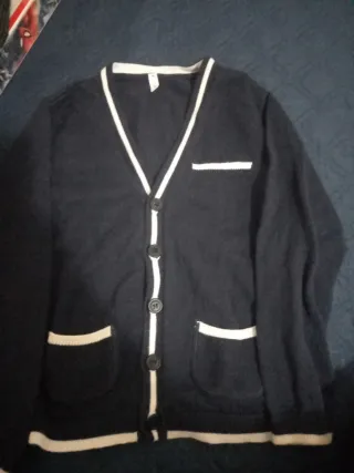 Giacca unisex blu con bordi bianchi