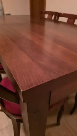 Mesa de comedor y 6 sillas vintage madera maciza