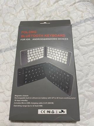Teclado Bluetooth Plegable Gris, 30x8 desplegado