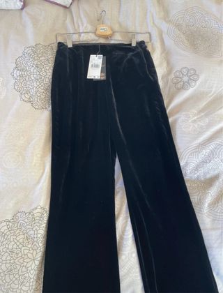 Pantalones de traje de terciopelo negro
