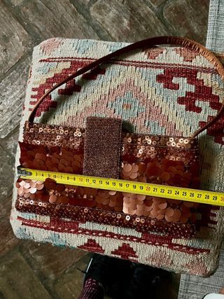 Bolso fiesta lentejuelas marrón y dorado