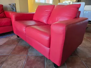 Sofás 2+3 plazas piel natural rojo
