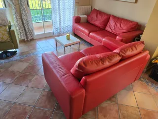 Sofás 2+3 plazas piel natural rojo