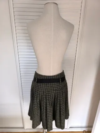 Falda cuadros verde y gris de lana Talla L