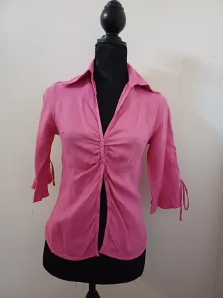 Camisa Zara fucsia manga 3/4