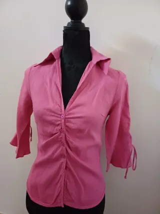 Camisa Zara fucsia manga 3/4