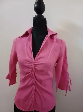 Camisa Zara fucsia manga 3/4