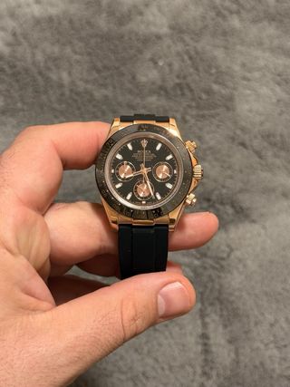 Reloj Rolex Daytona Oro Rosa Correa Negra