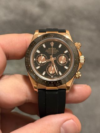 Reloj Rolex Daytona Oro Rosa Correa Negra