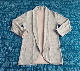 Blazer Chaqueta Rosa Gris Talla Única Informal