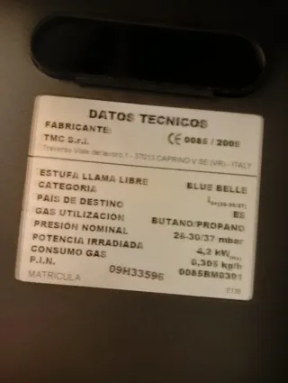 Estufa de gas negra/gris