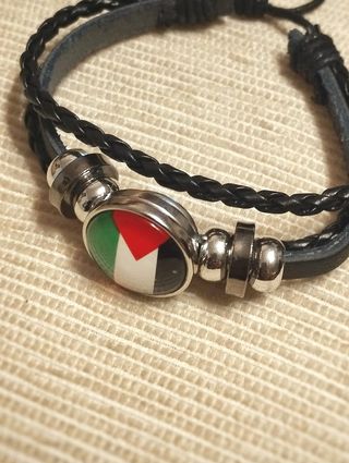 Pulsera de cuero con bandera de Palestina