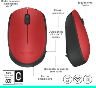 Logitech M171 Ratón inalámbrico para PC, Mac, portátil, 2,4 GHz