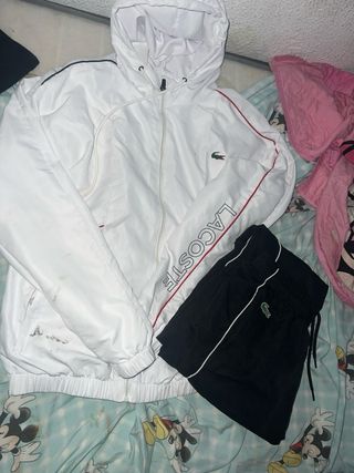 Conjunto Chándal Lacoste Blanco y Negro
