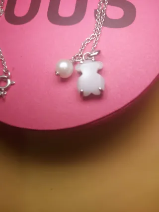 Collar Tous Oso y Perla Plata