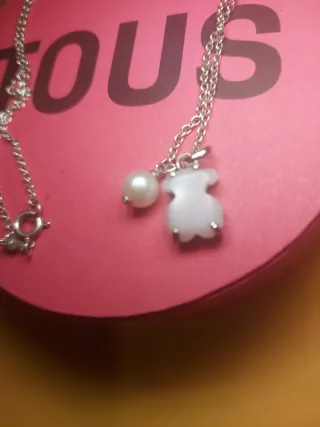 Collar Tous Oso y Perla Plata