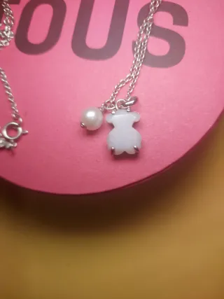 Collar Tous Oso y Perla Plata