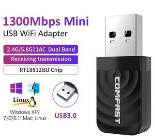 Adaptador WiFi USB 1300Mbps Dual Band
