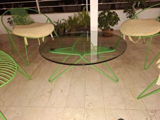 Set 4 Sillas Diseño Terraza y mesa Cristal Metal