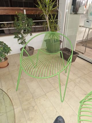 Set 4 Sillas Diseño Terraza y mesa Cristal Metal