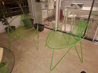 Set 4 Sillas Diseño Terraza y mesa Cristal Metal