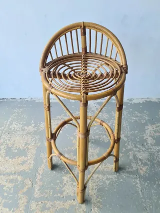Taburete Bambú. Vintage 70s.