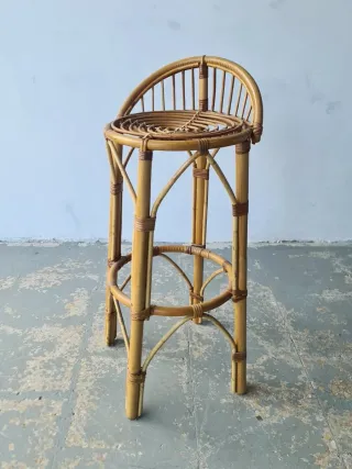 Taburete Bambú. Vintage 70s.