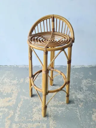 Taburete Bambú. Vintage 70s.
