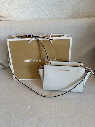 Bolso Michael Kors Blanco y Dorado