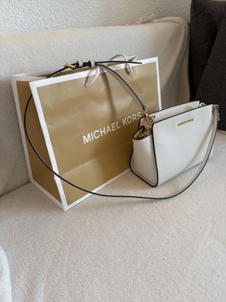 Bolso Michael Kors Blanco y Dorado