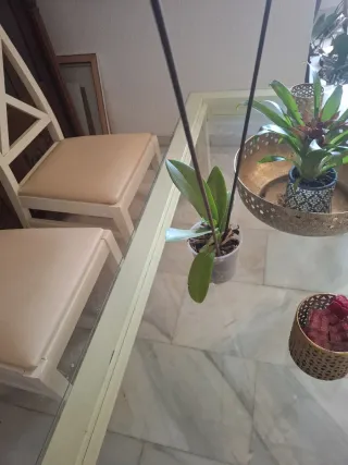 Mesa doble altura cristal y metal.