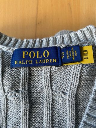 Jersey Polo Ralph Lauren gris cuello pico Talla S