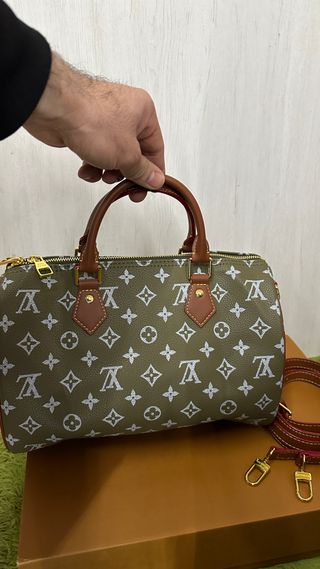 Borsa Louis Vuitton Speedy Marrone/Verde