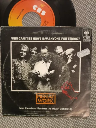 Men At Work lote 4 singles vinilo