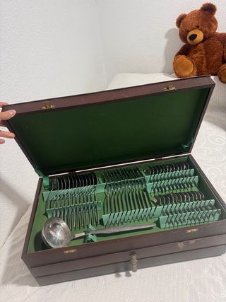 Juego Cubiertos Acero Inoxidable Caja Madera