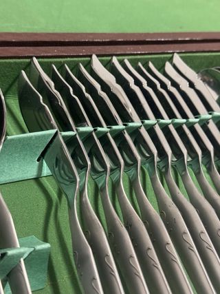 Juego Cubiertos Acero Inoxidable Caja Madera