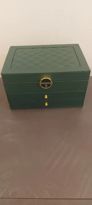 Portagioie grande verde con scomparti