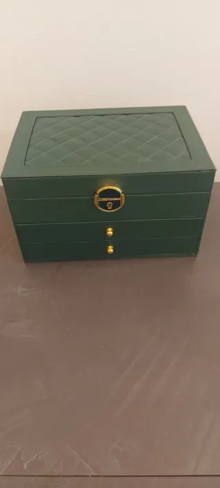 Portagioie grande verde con scomparti