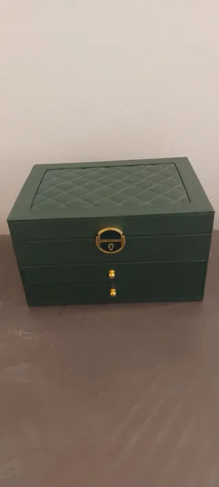 Portagioie grande verde con scomparti