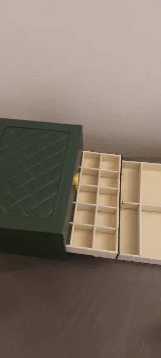 Portagioie grande verde con scomparti