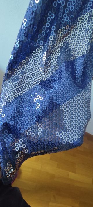 Vestido lentejuelas morado y plateado