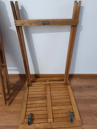 Conjunto mesa y 2 sillas madera terraza