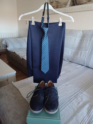 Traje Comunión Niño Beige y Azul Talla M