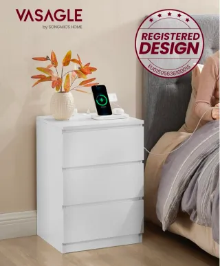 Mesita de Noche Vasagle con Carga USB