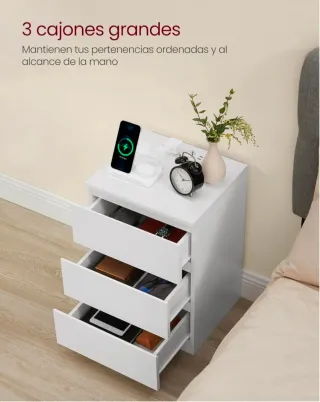 Mesita de Noche Vasagle con Carga USB