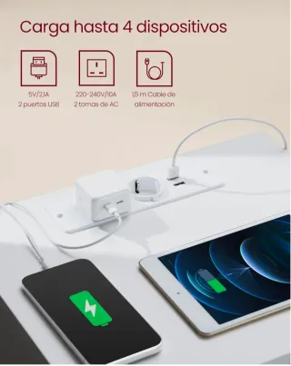 Mesita de Noche Vasagle con Carga USB