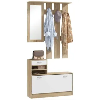 Mueble recibidor con espejo y zapatero
