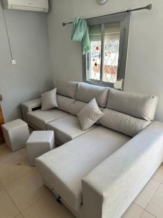 Sofá Chaise beige y gris