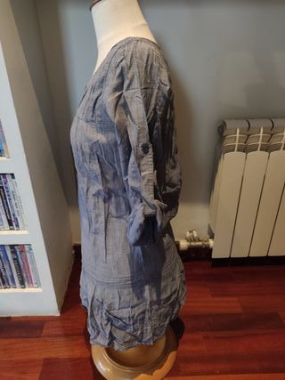 Top / túnica Promod t. 36 azul con desperfectos